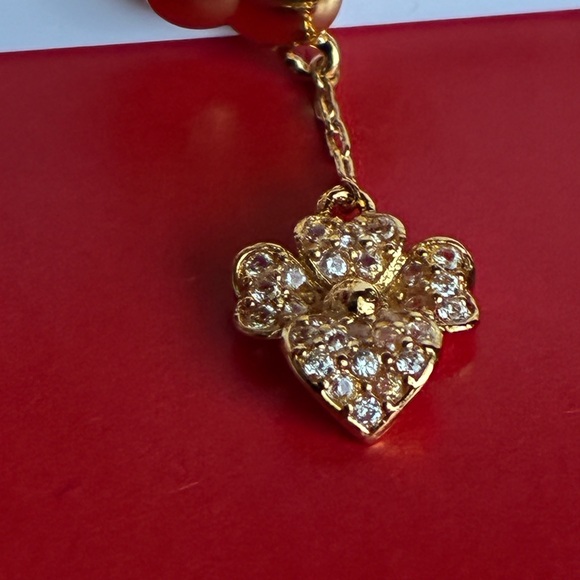 Kate Spade Gold Floral Heart Drop Earrings - Picture 8 of 8